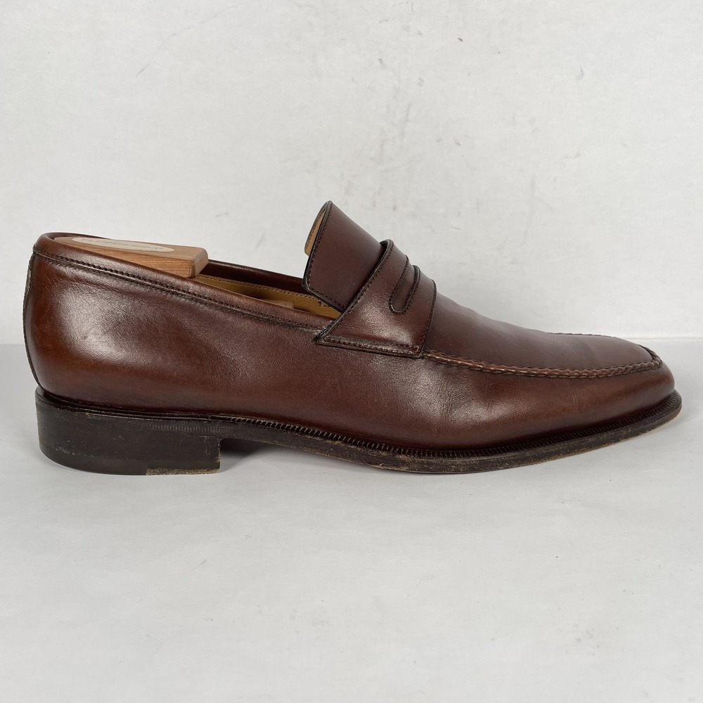 Barrett Penny Loafer Shoes Mens Size 8 Brown Leather Made In Italy Dress Formal